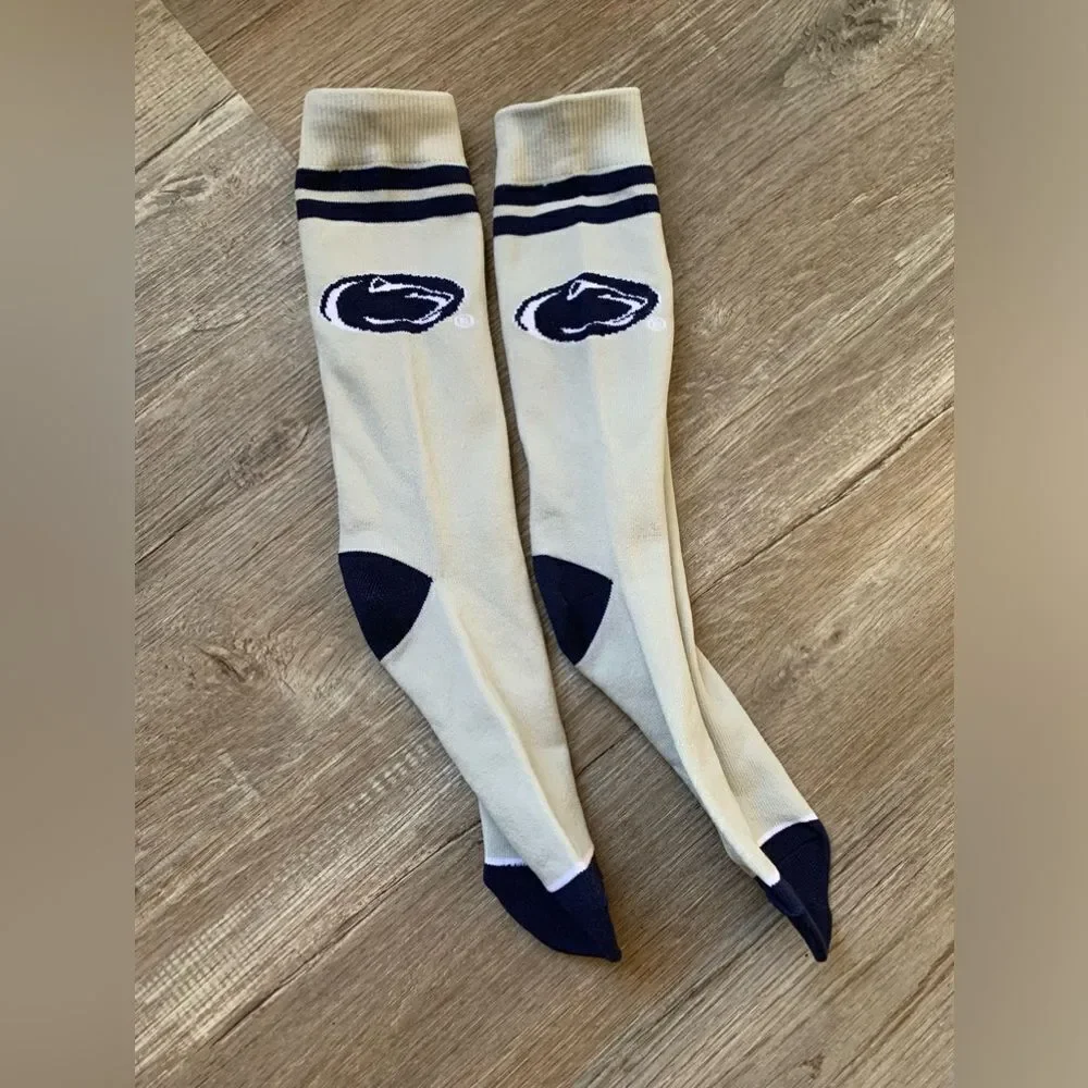 NEW Penn State Game Day Socks Gray Navy Blue White High Socks